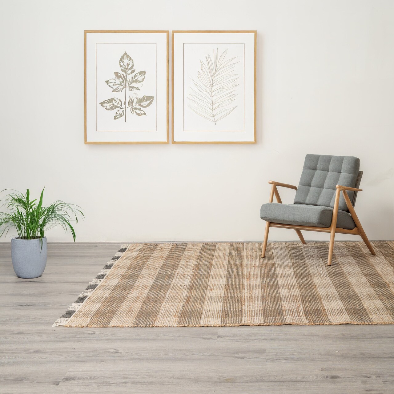 Handwoven Jute Rugs – Eco-Friendly Cotton Plaid Rug, Durable & Soft Area Rug (5x7 ft)